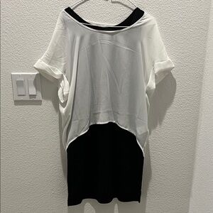 Jeanasis Two-Tone Black & White Overlay Dress